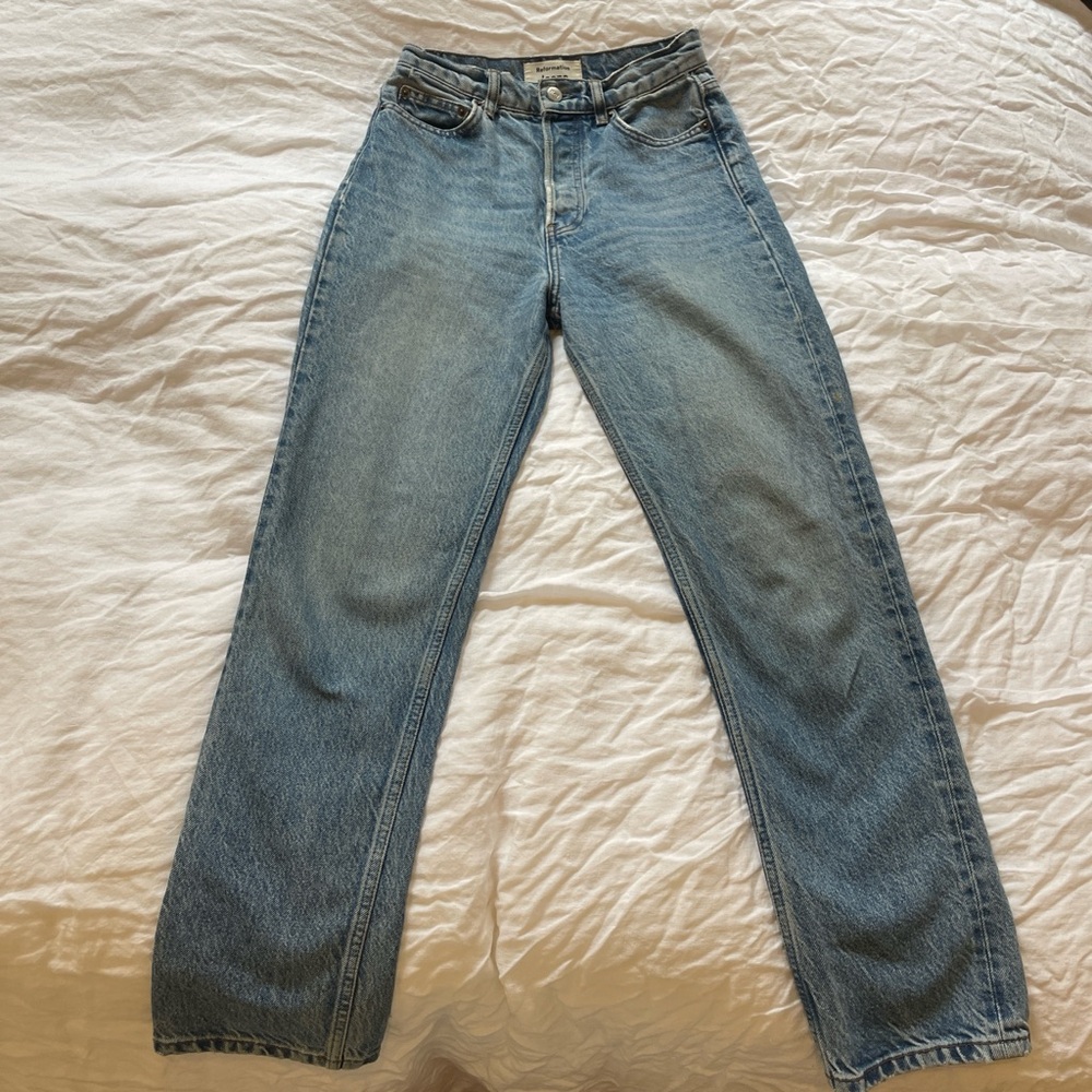 Reformation Blue Straight Leg Jeans